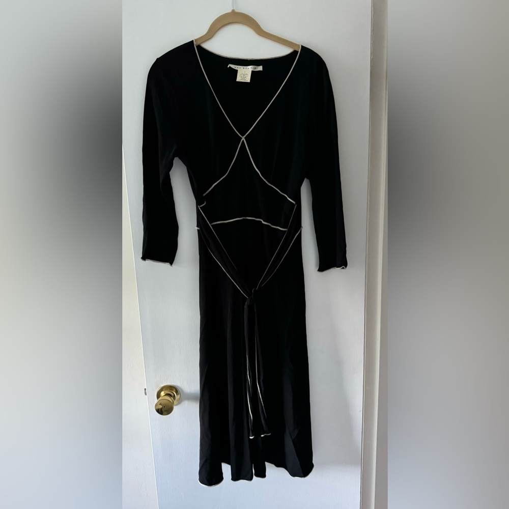 Max Studio Black long sleeve dress with white trimming